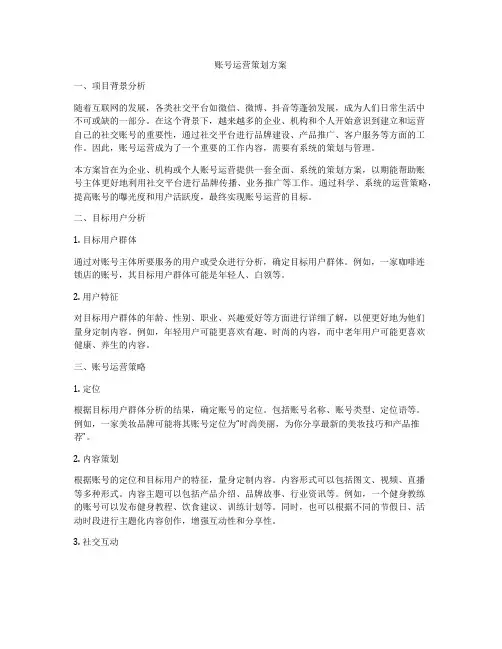 账号运营策划方案