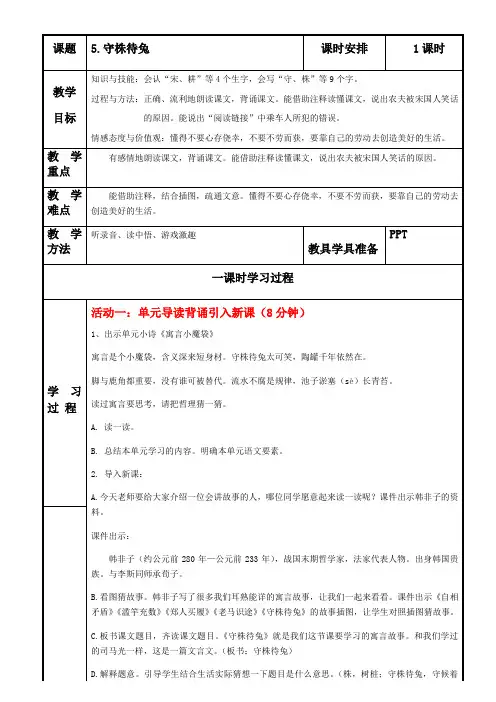 部编版《守株待兔》优质教案1