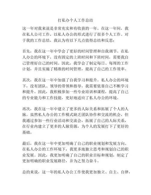 打私办个人工作总结