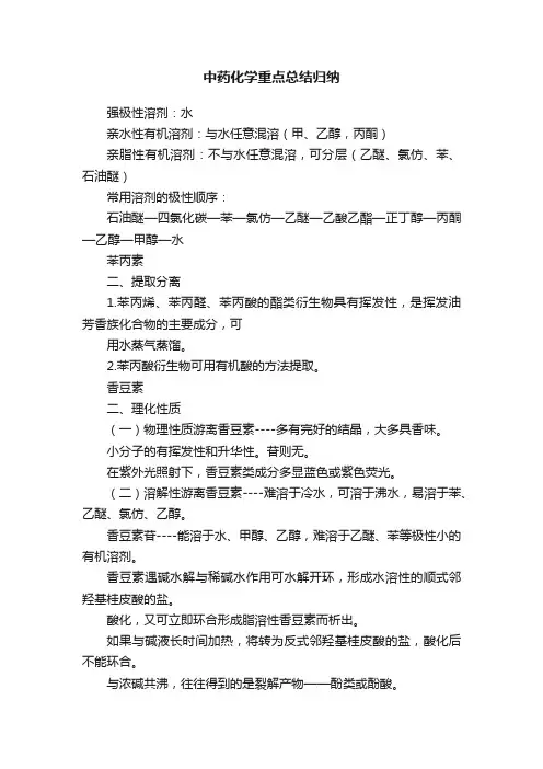 中药化学重点总结归纳