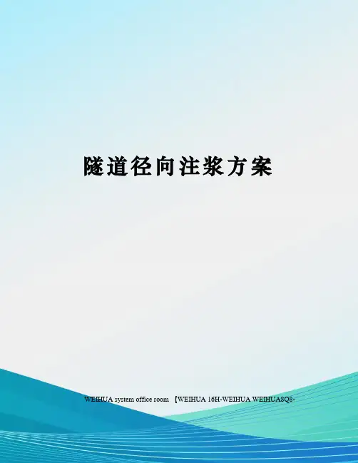 隧道径向注浆方案修订稿