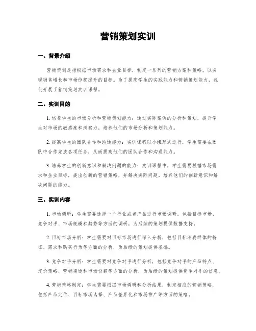 营销策划实训