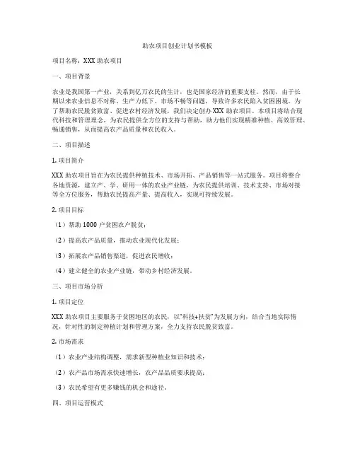 助农项目创业计划书模板