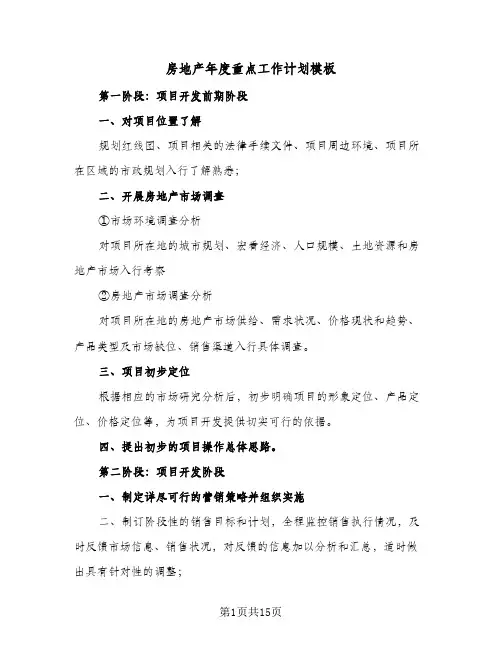 房地产年度重点工作计划模板(五篇)