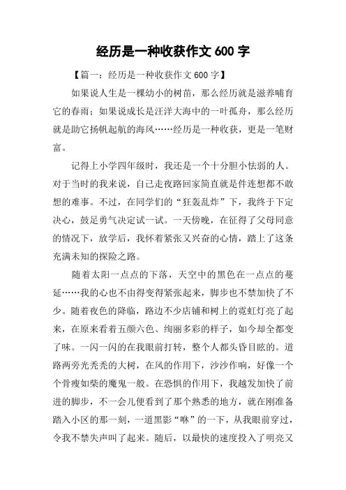经历是一种收获作文600字