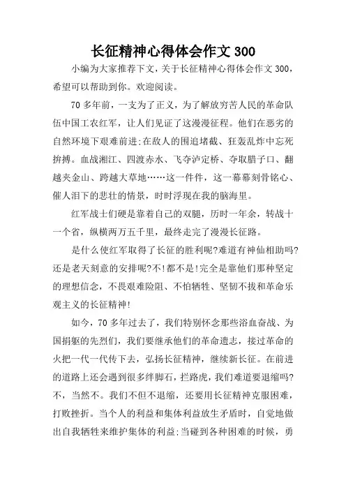 长征精神心得体会作文300