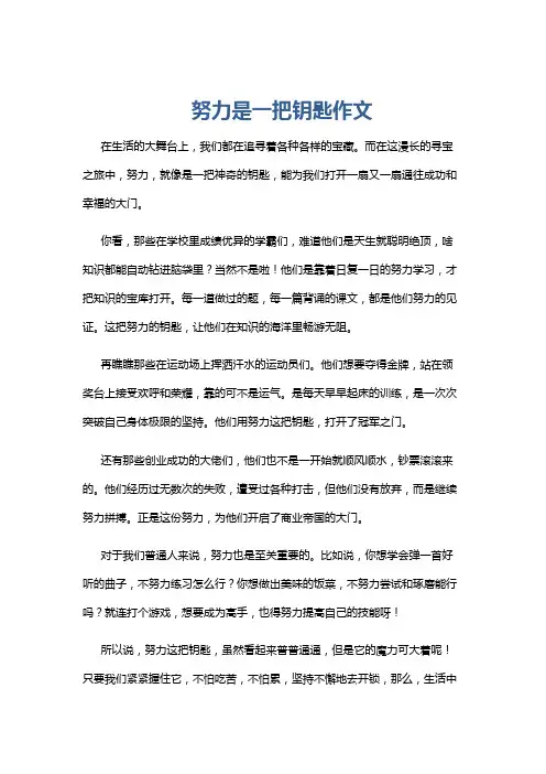 努力是一把钥匙作文