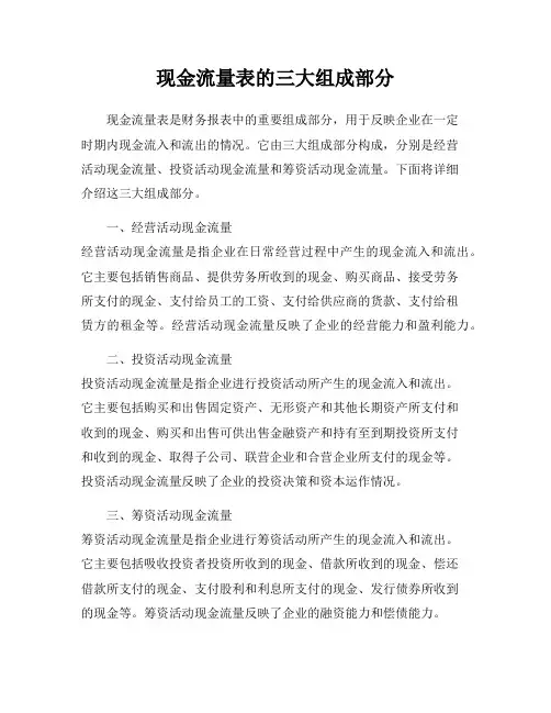 现金流量表的三大组成部分