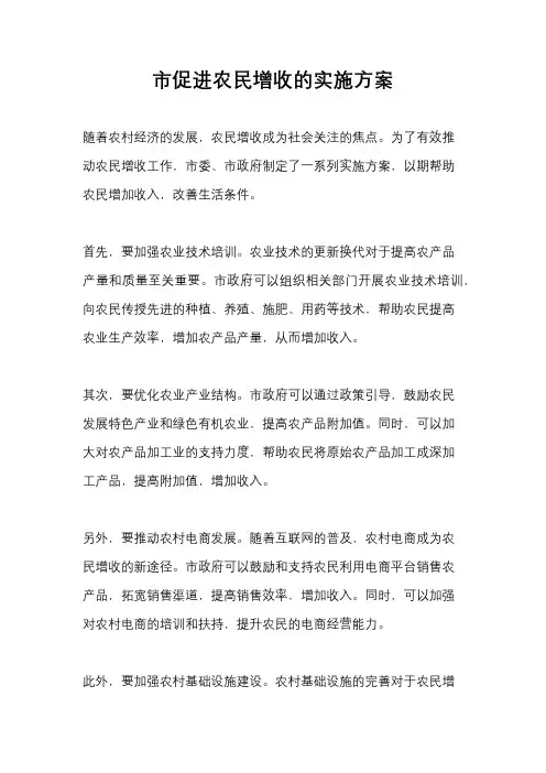市促进农民增收的实施方案