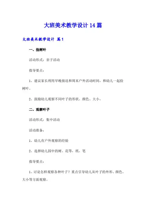 大班美术教学设计14篇