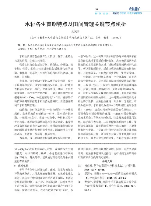 水稻各生育期特点及田间管理关键节点浅析