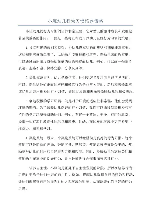 小班幼儿行为习惯培养策略