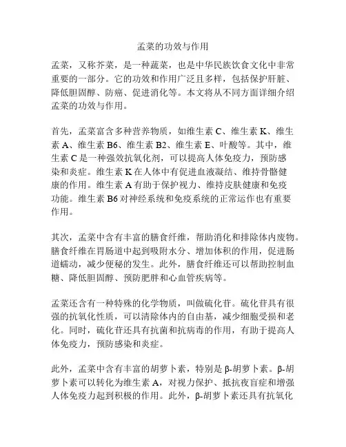 孟菜的功效与作用