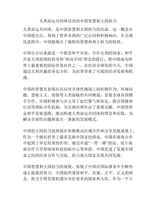 人类命运共同体话语的中国智慧和大国担当