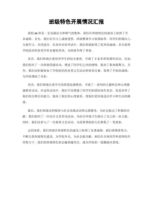 班级特色开展情况汇报