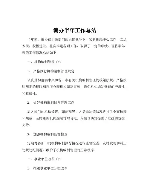 编办半年工作总结