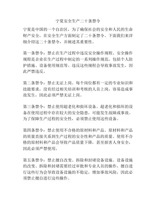 宁夏安全生产二十条禁令