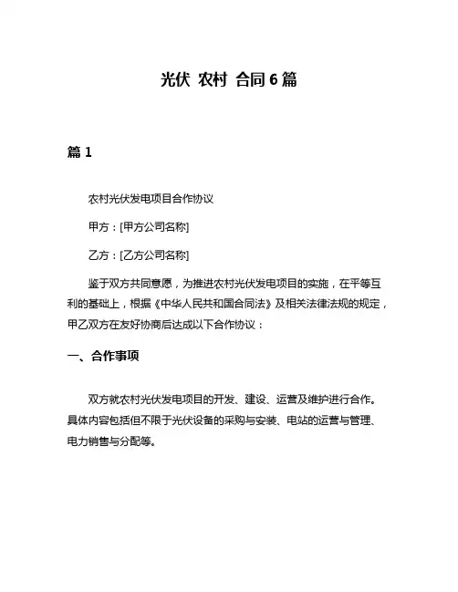 光伏 农村 合同6篇