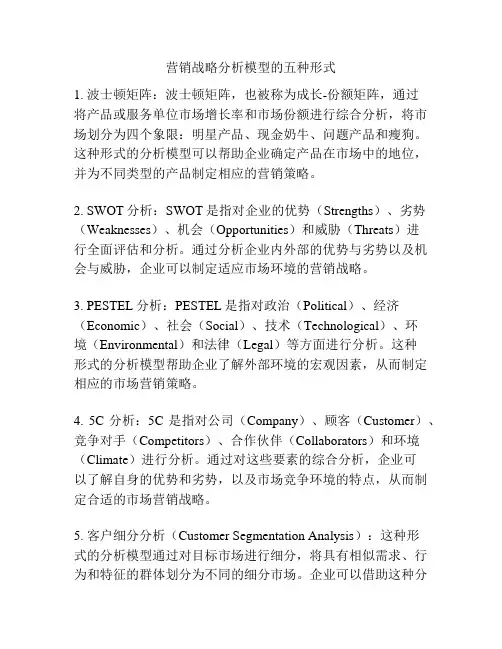 营销战略分析模型的五种形式