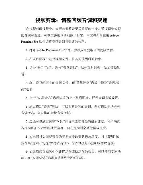 视频剪辑 调整音频音调和变速