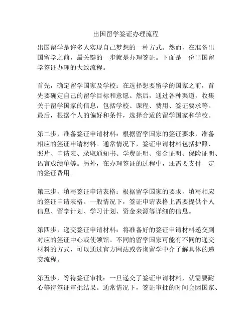 出国留学签证办理流程