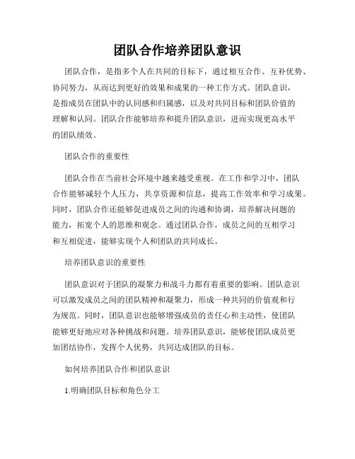 团队合作培养团队意识