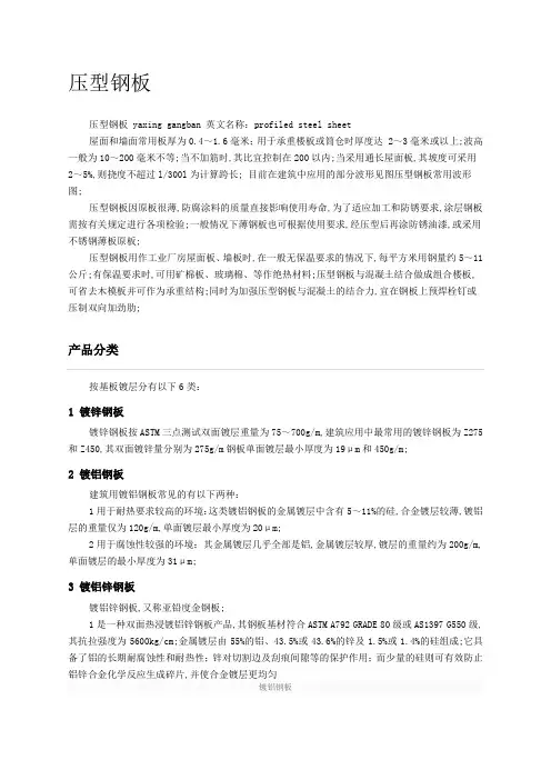 压型钢板的分类规格和特点