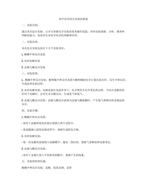 初中化学综合实验的教案