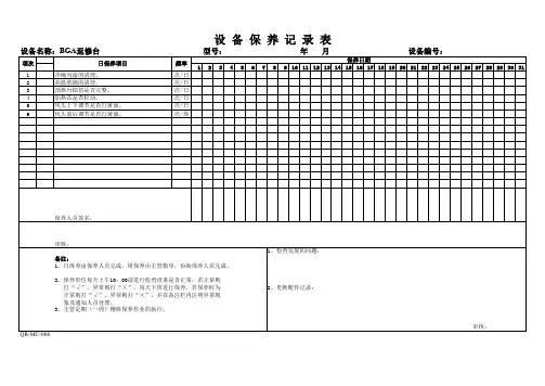 【推荐】-SMT机器保养记录表汇编