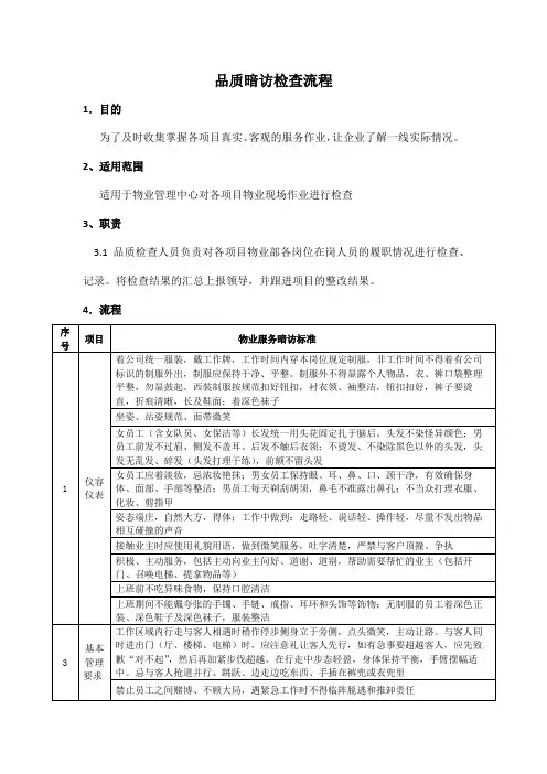 品质暗访检查流程