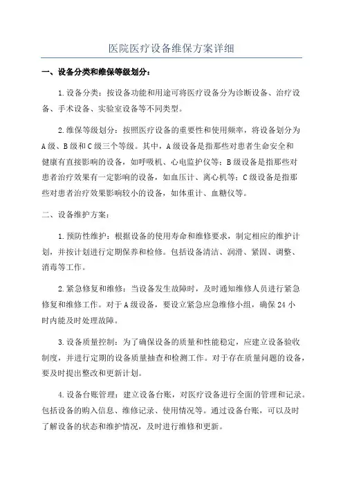 医院医疗设备维保方案详细