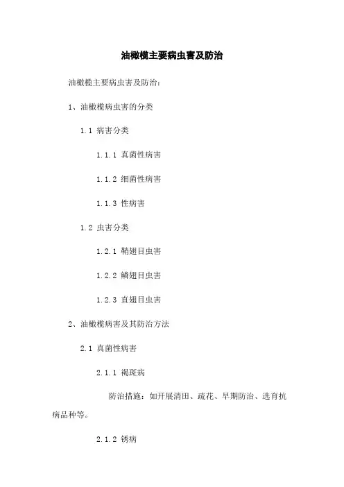 油橄榄主要病虫害及防治
