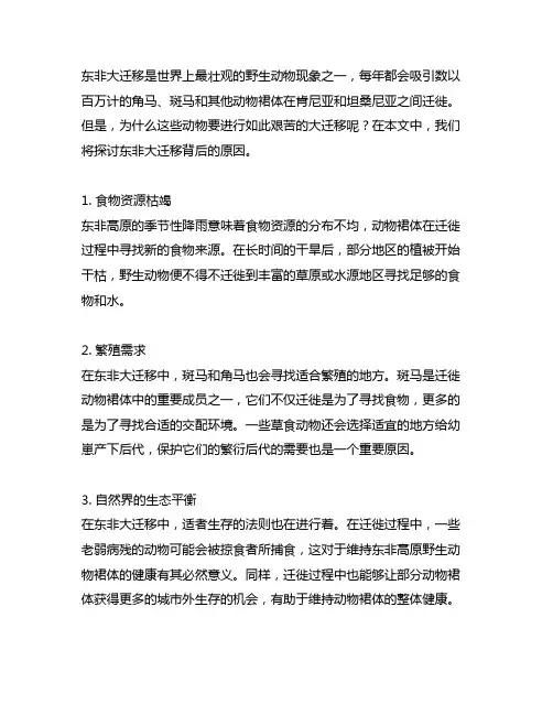 东非高原野生动物大迁移的原因