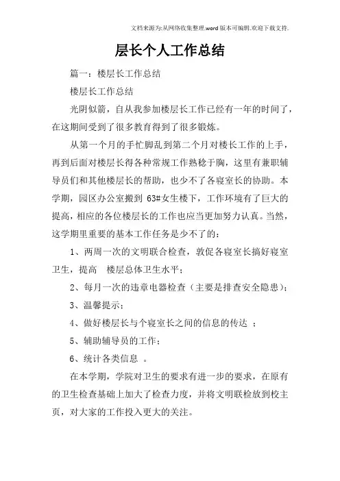 层长个人工作总结