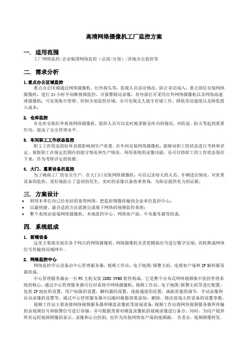 网络摄像头工厂监控方案