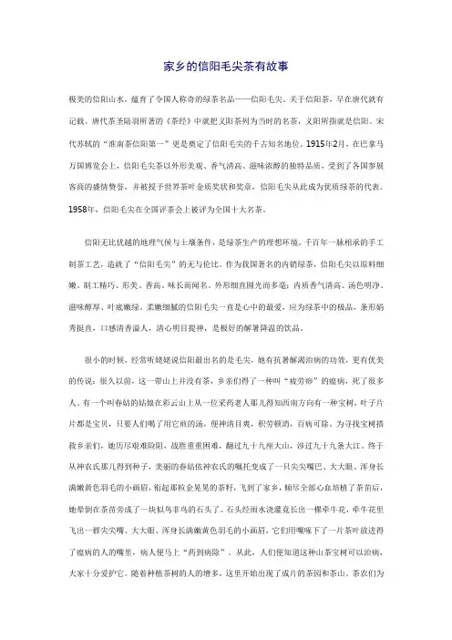 家乡的信阳毛尖茶有故事