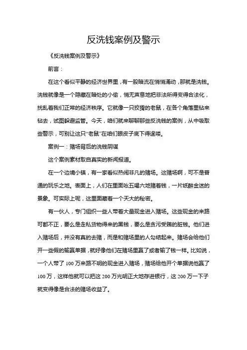 反洗钱案例及警示