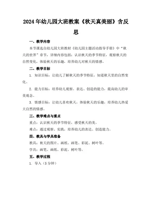 2024年幼儿园大班教案《秋天真美丽》含反思