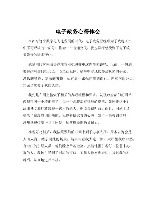 电子政务心得体会