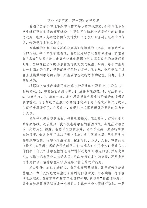 习作：看图画,写一写教学反思