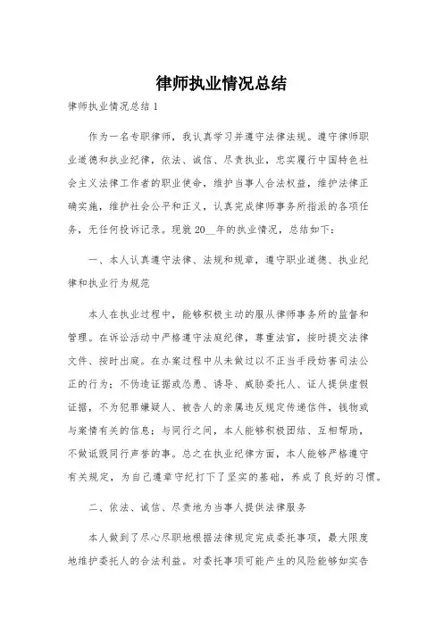 律师执业情况总结