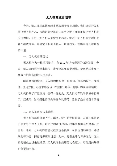 无人机商业计划书