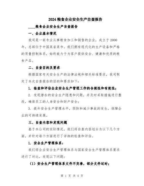 2024粮食企业安全生产自查报告