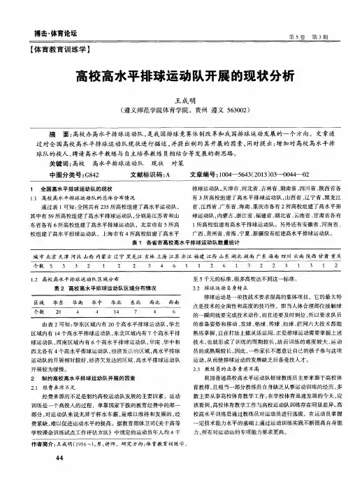 高校高水平排球运动队开展的现状分析