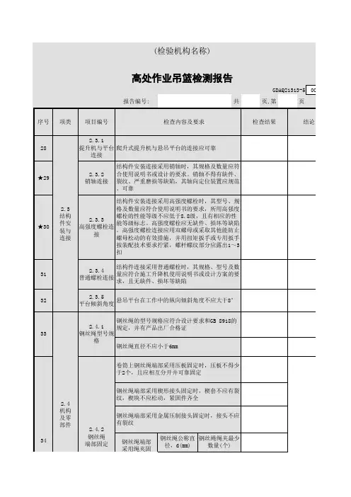 高处作业吊篮检测报告