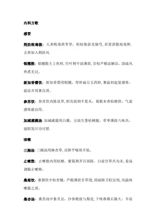 中医执业医师技能考试方歌