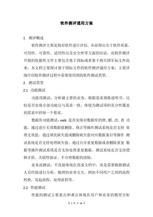软件测评方案