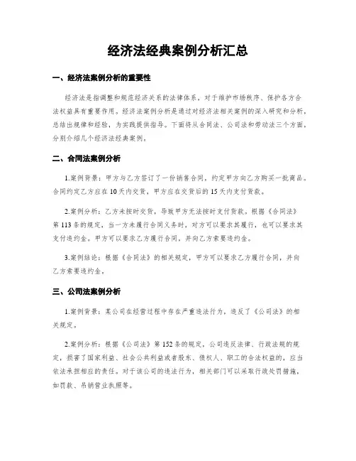 经济法经典案例分析汇总