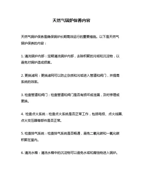 天然气锅炉保养内容