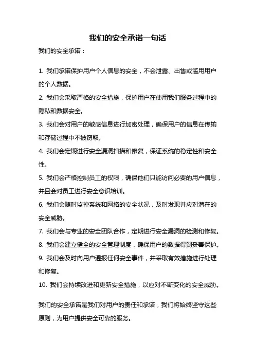 我们的安全承诺一句话